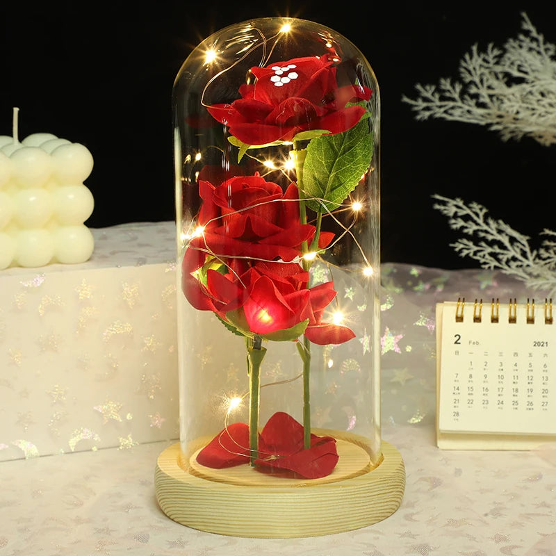 1PC Rose Glass Cover Ornaments Valentine's Day Gift Birthday Gift Wedding