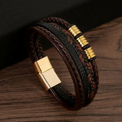 Classic Men's Leather Bracelet New Style Hand-woven Multi-layer Combination