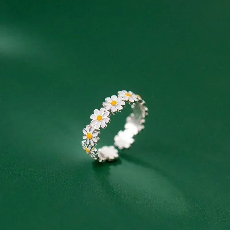 Fashion Vintage Daisy Flower Rings For Women Style Adjustable Opening