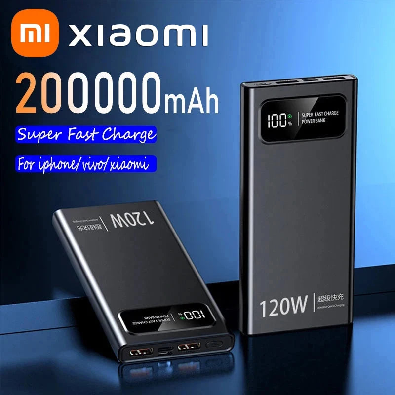 200000mAh 120W Power Bank Super Fast Charging Battery