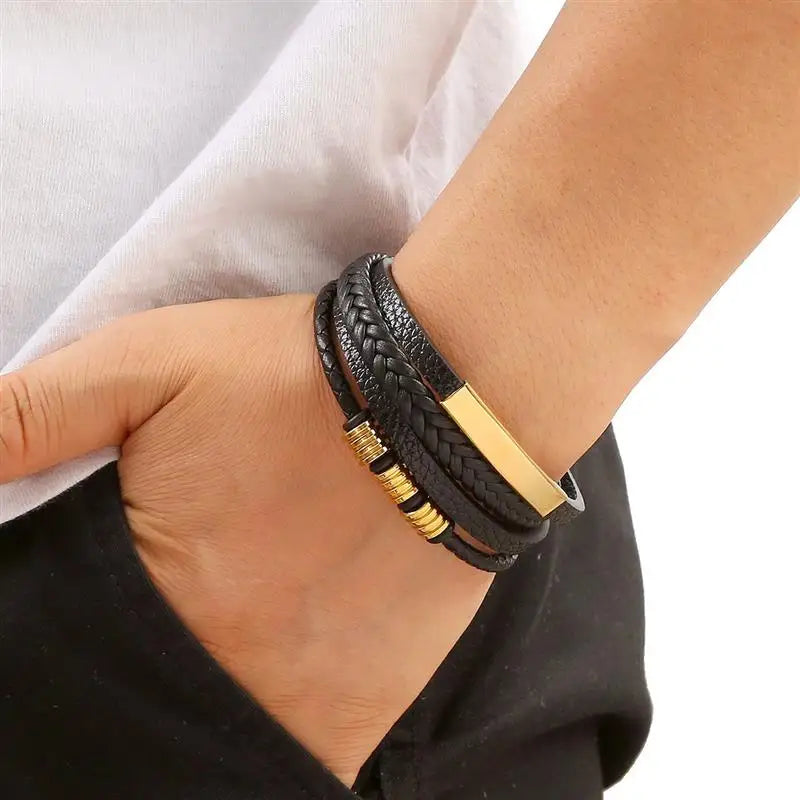 Classic Men's Leather Bracelet New Style Hand-woven Multi-layer Combination