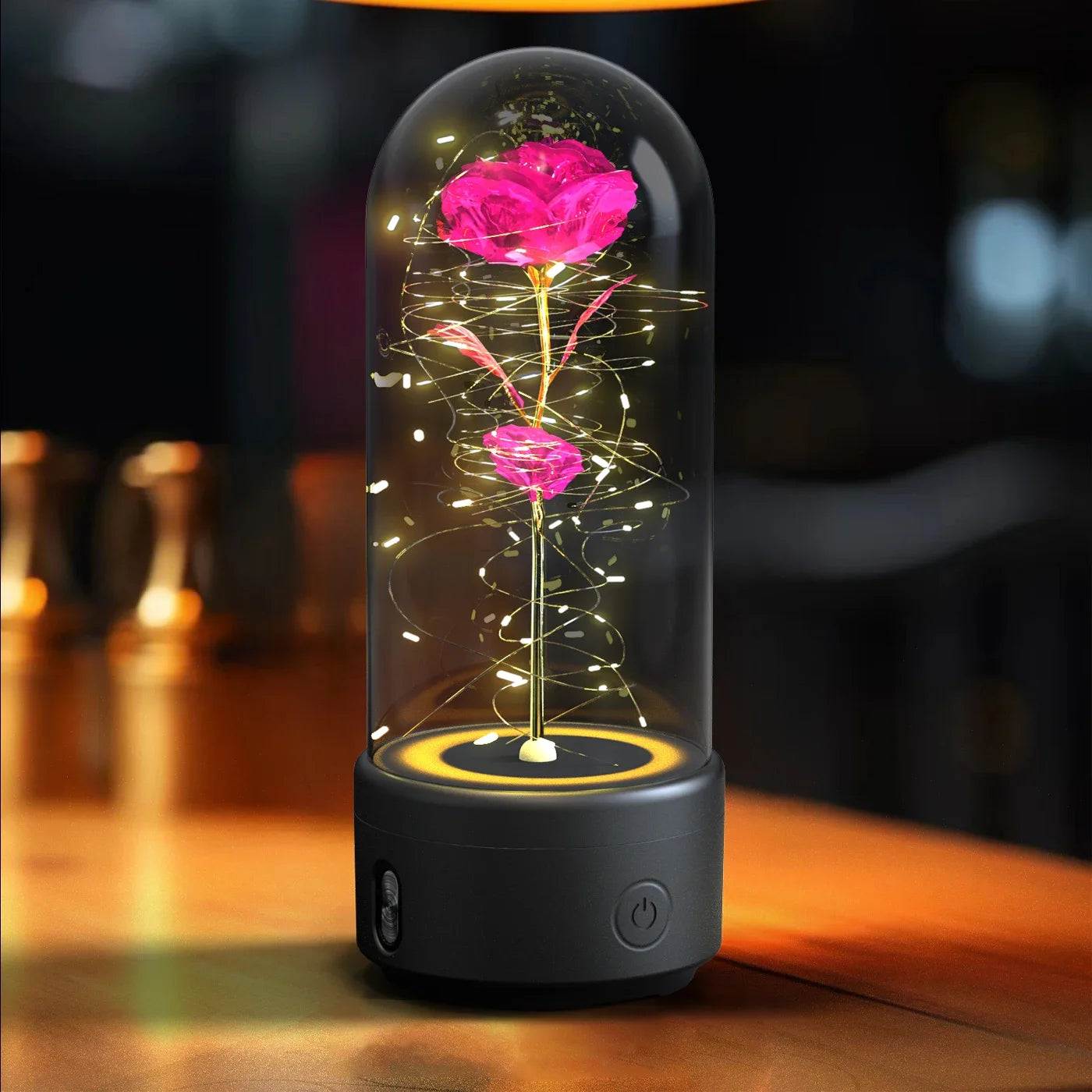 Creative 2 In 1 Rose Flowers Light And Bluetooth Speaker Valentine's Day Gift