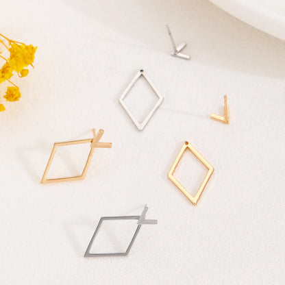 Retro Minimalist Geometric Square Detachable Triangles Stud Earrings for Women