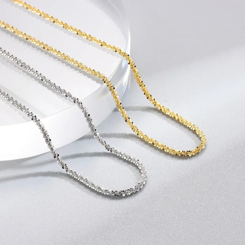 Stainless Steel Sparkling Clear Zircon Necklace for Women Girl Minimalist