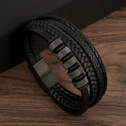 Classic Men's Leather Bracelet New Style Hand-woven Multi-layer Combination