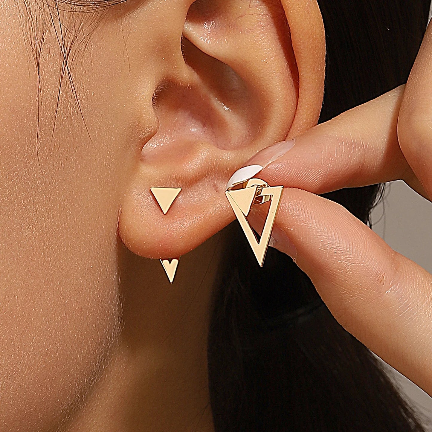 Retro Minimalist Geometric Square Detachable Triangles Stud Earrings for Women