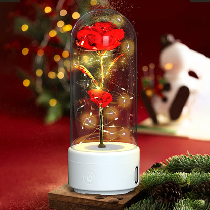 Creative 2 In 1 Rose Flowers Light And Bluetooth Speaker Valentine's Day Gift