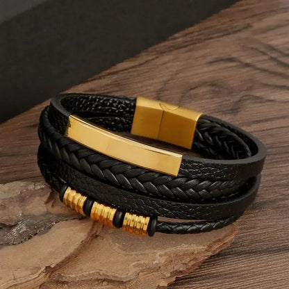 Classic Men's Leather Bracelet New Style Hand-woven Multi-layer Combination