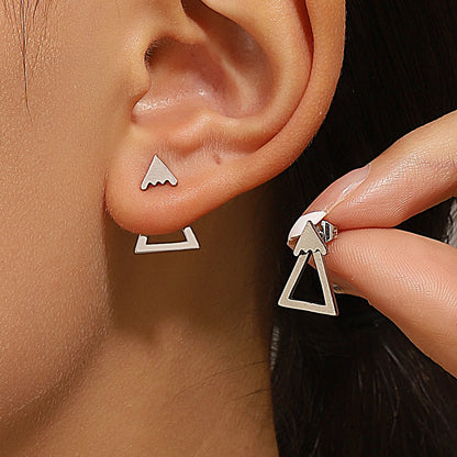 Retro Minimalist Geometric Square Detachable Triangles Stud Earrings for Women