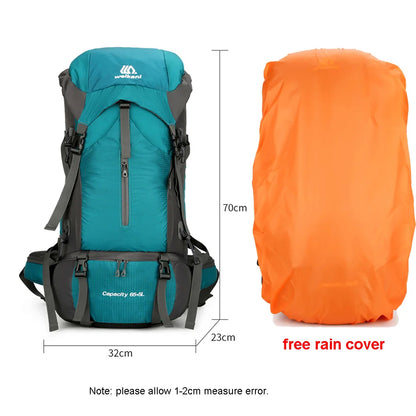 70L Nylon Camping Backpack Travel Bag With Rain Cover Outdoor Hiking