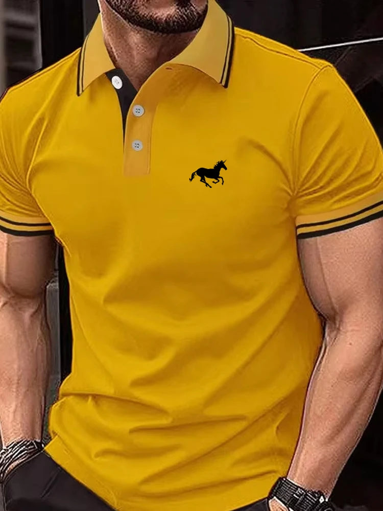 New Men's T-shirt Classic Short sleeved Polo Shirt Summer Top Casual