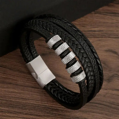 Classic Men's Leather Bracelet New Style Hand-woven Multi-layer Combination