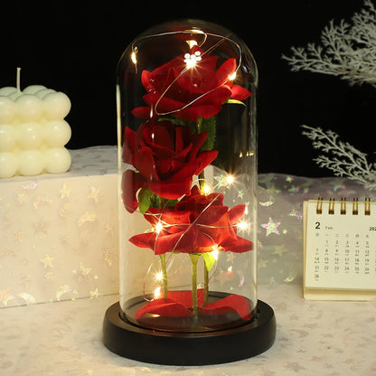 1PC Rose Glass Cover Ornaments Valentine's Day Gift Birthday Gift Wedding