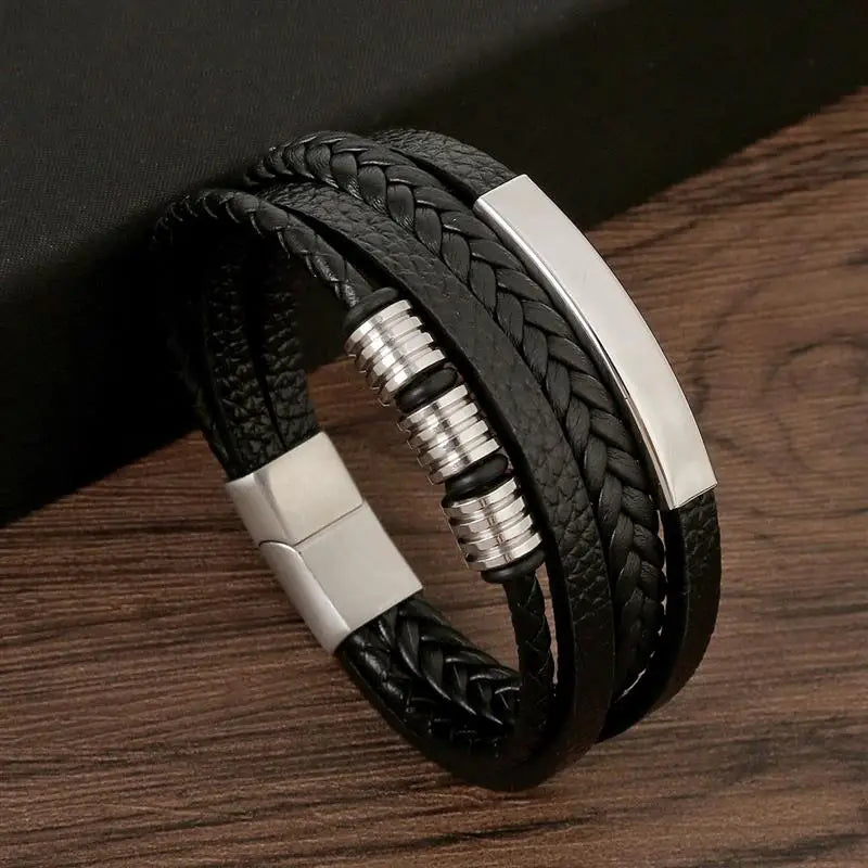 Classic Men's Leather Bracelet New Style Hand-woven Multi-layer Combination