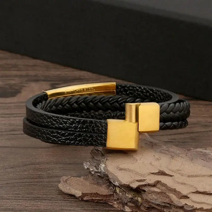 Classic Men's Leather Bracelet New Style Hand-woven Multi-layer Combination