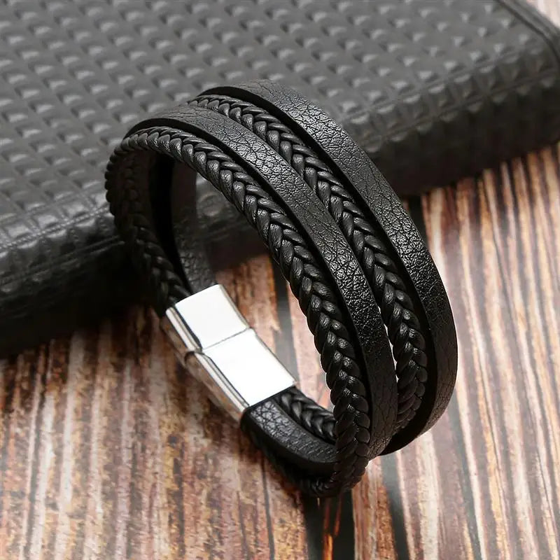 Classic Men's Leather Bracelet New Style Hand-woven Multi-layer Combination