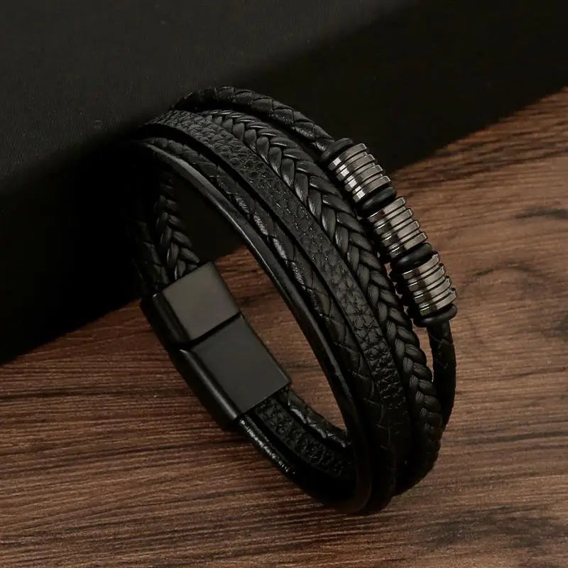 Classic Men's Leather Bracelet New Style Hand-woven Multi-layer Combination