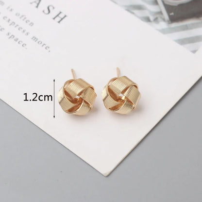 Tiny Metal Stud Earrings for Women Gold Color Twist Round Earrings Small