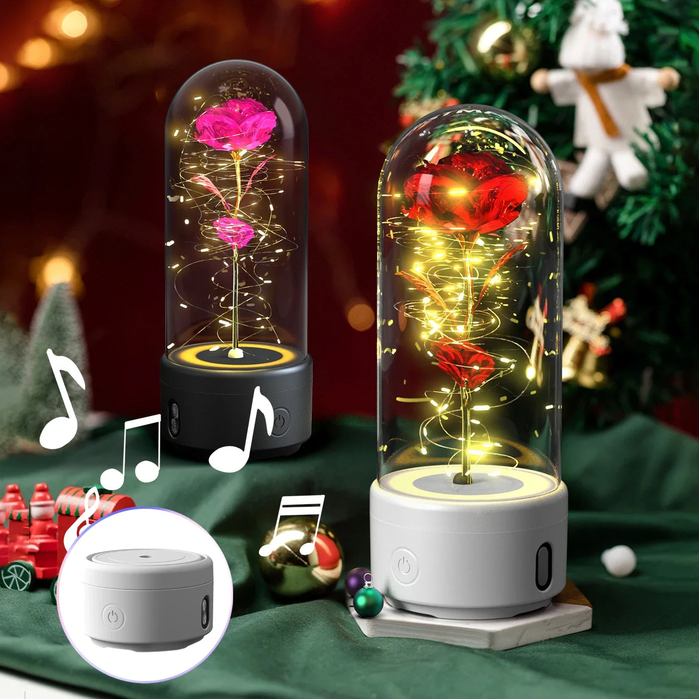 Creative 2 In 1 Rose Flowers Light And Bluetooth Speaker Valentine's Day Gift