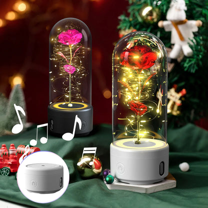 Creative 2 In 1 Rose Flowers Light And Bluetooth Speaker Valentine's Day Gift