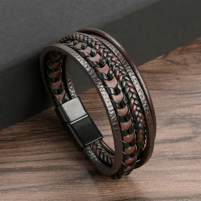 Classic Men's Leather Bracelet New Style Hand-woven Multi-layer Combination