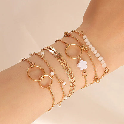 6Pcs SetBohemia Circle Bracelet Set For Women Multi-Layer Vintage Folded