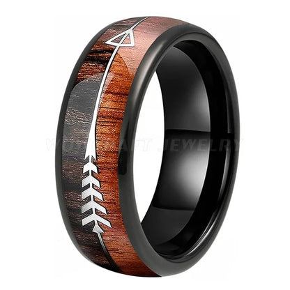 Tungsten Carbide Rings for Men Women Wedding Bands Nature Wood Arrow