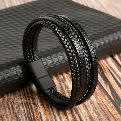 Classic Men's Leather Bracelet New Style Hand-woven Multi-layer Combination