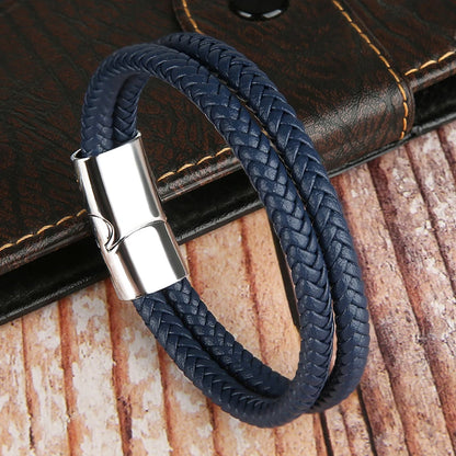 2024 NEW Genuine Leather Bracelets & Bangles for Men Women Double