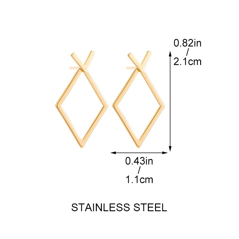 Retro Minimalist Geometric Square Detachable Triangles Stud Earrings for Women