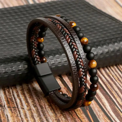 Classic Men's Leather Bracelet New Style Hand-woven Multi-layer Combination