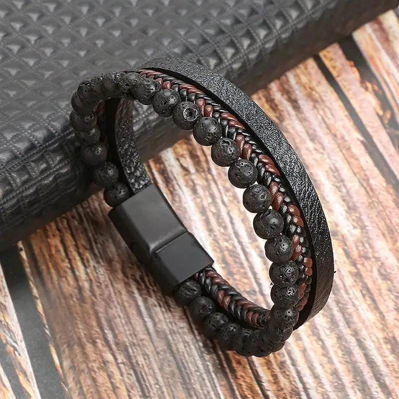 Classic Men's Leather Bracelet New Style Hand-woven Multi-layer Combination