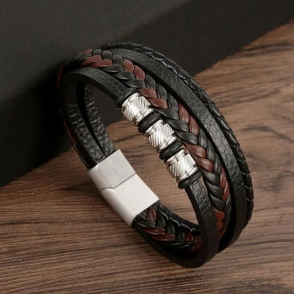 Classic Men's Leather Bracelet New Style Hand-woven Multi-layer Combination