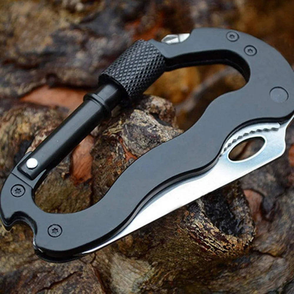 Mountain Climb EDC Stainless Steel Mini Knife Carabiner Multitool Folding