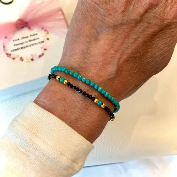 Mens Beaded Black Onyx And Green Plated Hematite Spacers With Wooden