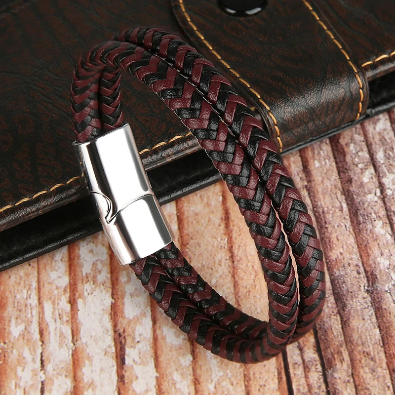 2024 NEW Genuine Leather Bracelets & Bangles for Men Women Double