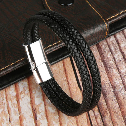 2024 NEW Genuine Leather Bracelets & Bangles for Men Women Double