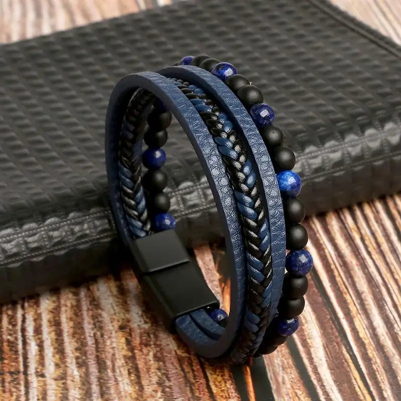 Classic Men's Leather Bracelet New Style Hand-woven Multi-layer Combination