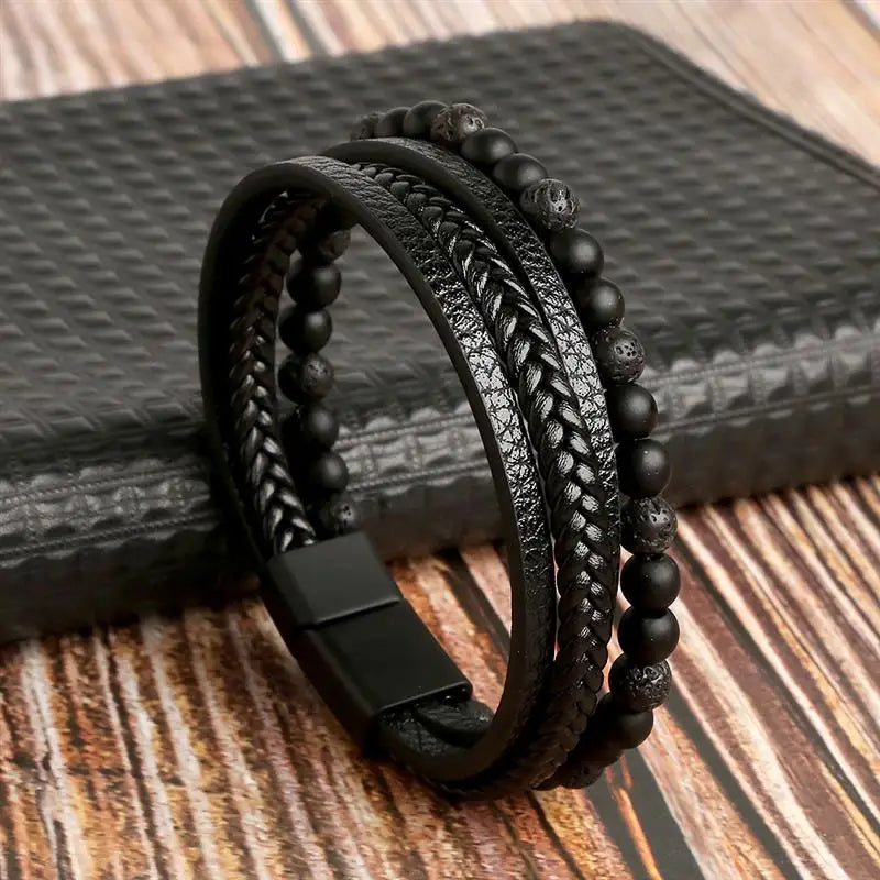 Classic Men's Leather Bracelet New Style Hand-woven Multi-layer Combination