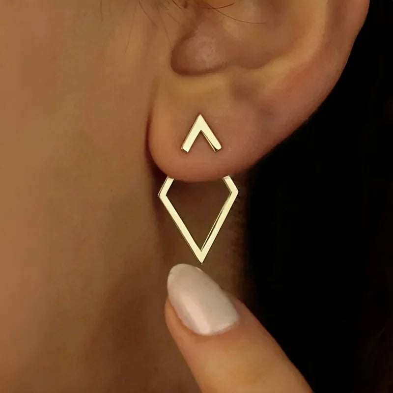 Retro Minimalist Geometric Square Detachable Triangles Stud Earrings for Women