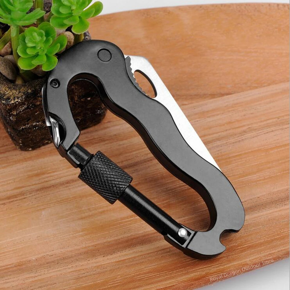 Mountain Climb EDC Stainless Steel Mini Knife Carabiner Multitool Folding