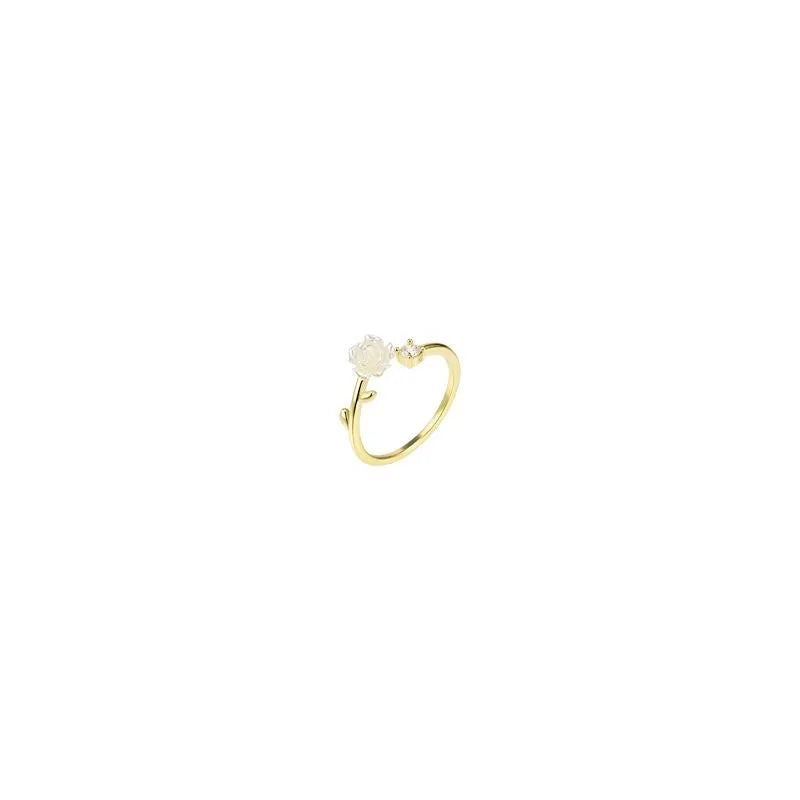 Zirconia Rose Cherry Blossom Tulip Luxury Zircon Flower Opening Rings