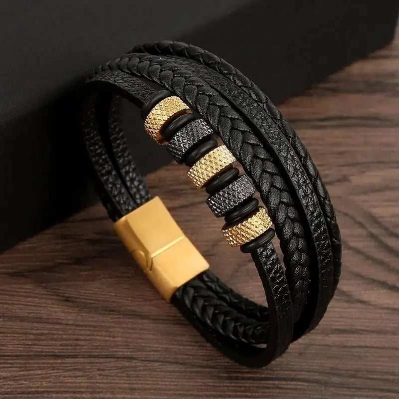 Classic Men's Leather Bracelet New Style Hand-woven Multi-layer Combination