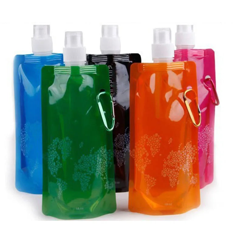 500ml Portable Folding Water Bag Creative Plastic Outdoor Sports