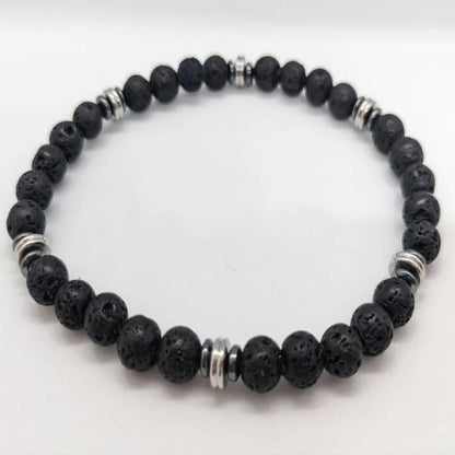 Mens Beaded Black Onyx And Green Plated Hematite Spacers With Wooden