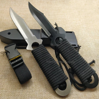 Tactical Fixed Blade 7CR14Mov Blade Steel Handle Outdoor Camping