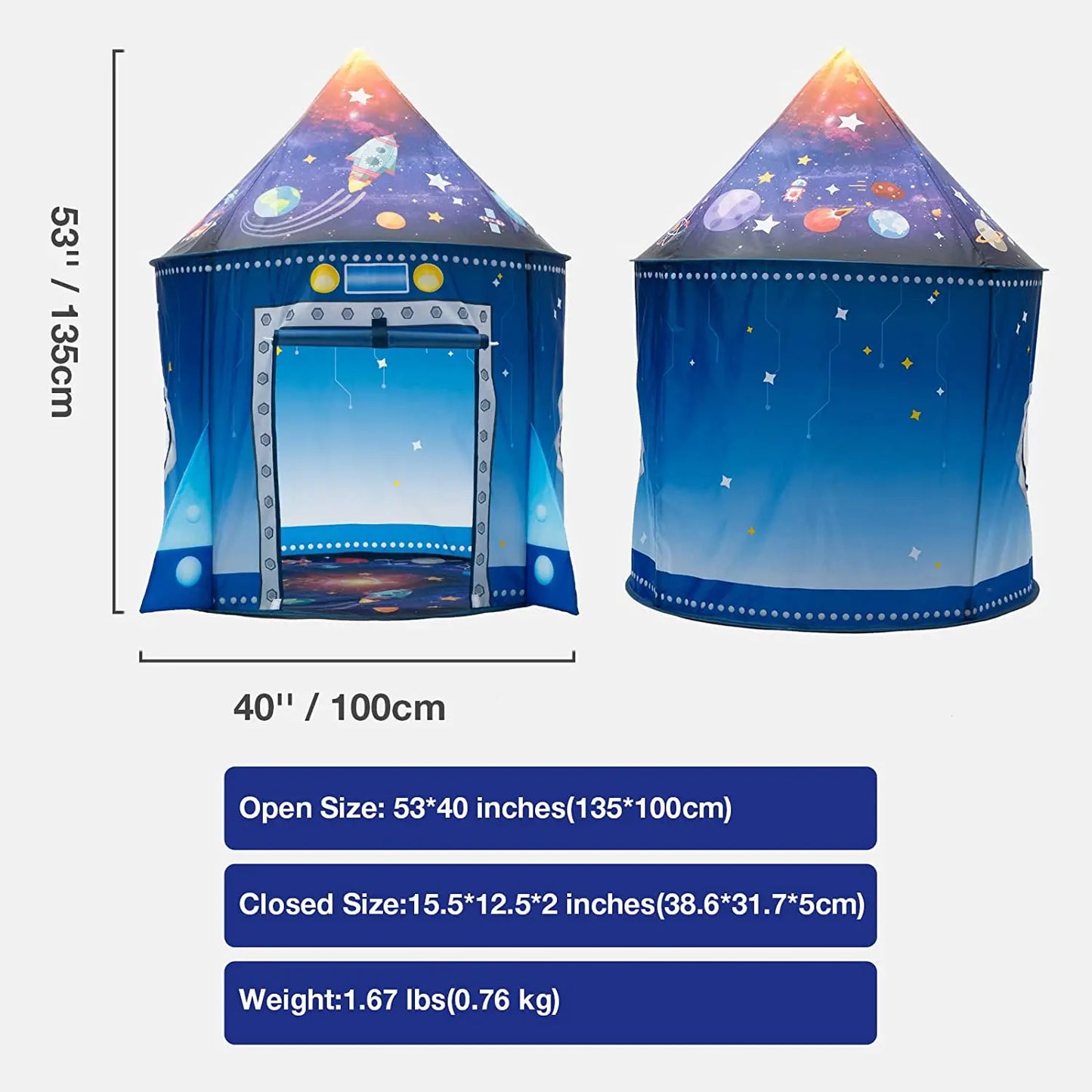 Rocket Ship Kids Tent Pop Up Play Toy Tent for Children  Large Space