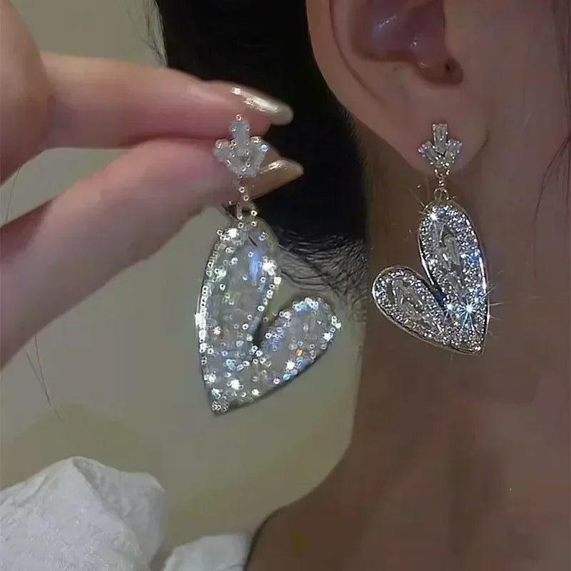 Green Crystal Golden Leaves Earrings for Women Individuality Daily Accessories