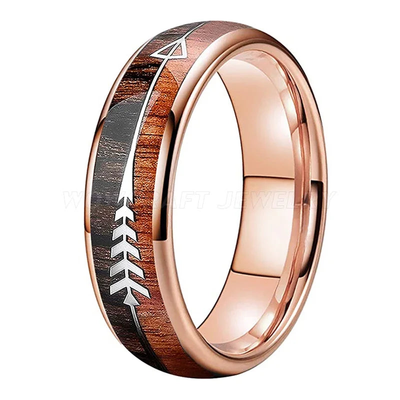 Tungsten Carbide Rings for Men Women Wedding Bands Nature Wood Arrow