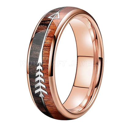 Tungsten Carbide Rings for Men Women Wedding Bands Nature Wood Arrow